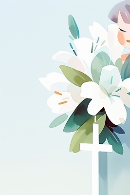 JPG 꽃 기독교 종교 백그라운드 십자가 일러스트 자연 수채화 부활절 기념 공백 청록색 뷰티풀 카피스페이스 국내일러스트 AI일러스트 AI콘텐츠 식물 기념일 컬러 생태계 파일형식