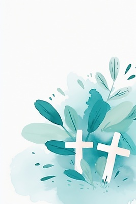 JPG 식물 종교 백그라운드 십자가 일러스트 자연 수채화 초원 물감 기도 그림 청록색 뷰티풀 카피스페이스 국내일러스트 AI일러스트 AI콘텐츠 컬러 공백 미술도구 생태계 파일형식