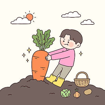 식물 어린이 밭 채소 일러스트 양파 감자 농작물 태양 바구니 농사 흙 당근 수확 작업 농부 양배추 국내일러스트 AI파일 자연요소 직업 농업 뿌리채소 사람 파일형식 벡터