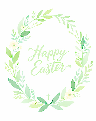 식물 기념일 꽃 감정 컬러 컨셉 이벤트 파일형식 부활절 축하 화환 잎 장식 초록색 십자가 문자 종교 기념 전통 희망 축제 PSD 국내일러스트 일러스트