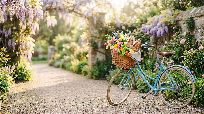 JPG 나무 편집이미지 꽃 화초 빵 자연 풍경 일상 바구니 정원 자전거 산책 길가 편집실사 AI컴퓨터그래픽 AI콘텐츠 식물 음식 휴식 라이프 바이크 CG 생태계 파일형식
