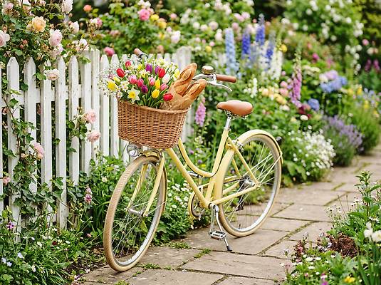 JPG 식물 편집이미지 꽃 길 빵 자연 바구니 정원 자전거 산책 편집실사 AI컴퓨터그래픽 AI콘텐츠 음식 휴식 바이크 CG 생태계 파일형식