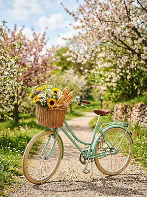 JPG 나무 편집이미지 공원 꽃 길 빵 자연 해바라기 풍경 햇빛 소풍 바구니 자전거 봄 산책 편집실사 AI컴퓨터그래픽 AI콘텐츠 식물 계절 공공시설 음식 휴식 빛 야외활동 바이크 CG 생태계 파일형식