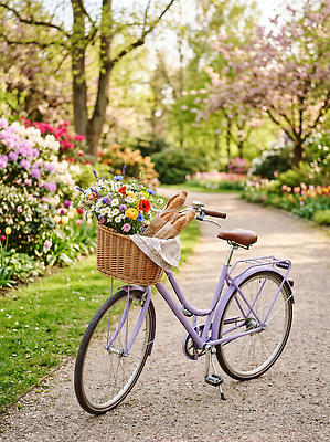 JPG 식물 편집이미지 공원 꽃 길 빵 자연 풍경 잔디 바구니 자전거 봄 산책 편집실사 AI컴퓨터그래픽 AI콘텐츠 계절 공공시설 음식 휴식 바이크 CG 생태계 파일형식