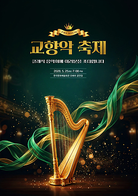 PSD 편집이미지 음악 이벤트 축제 공연 클래식 5월 하프 연주회 25일 오후 이미지편집 컨셉 현악기 문화예술 날짜 음악회 파일형식
