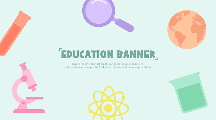 디자인 배너 교육 지구 과학 일러스트 실험 학습 도구 화학 시험관 비커 원자 확대경 물리 국내일러스트 AI파일 실험기구 파일형식 벡터