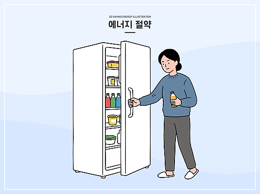 여자 음료 음식 일러스트 가정 사람 일상 생활 문 주방 에너지절약 냉장고 스타일 국내일러스트 AI파일 라이프 가전제품 에너지 절약 파일형식 벡터