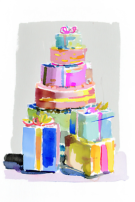 JPG 기념일 행복 일러스트 수채화 선물 이벤트 장식 파티 기쁨 축하 생일 국내일러스트 AI일러스트 AI콘텐츠 감정 컨셉 파일형식