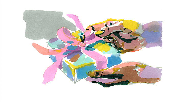 JPG 손 기념일 리본 일러스트 수채화 선물 이벤트 축제 기쁨 축하 생일 소중 즐거움 그림 전달 국내일러스트 AI일러스트 AI콘텐츠 감정 컨셉 신체부위 파일형식