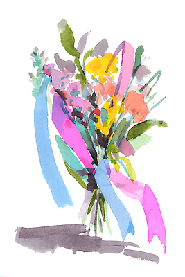 JPG 디자인 기념일 꽃 리본 화초 예술 컬러 꽃다발 일러스트 탁자 수채화 이벤트 장식 화사함 국내일러스트 AI일러스트 AI콘텐츠 식물 가구 컨셉 파일형식