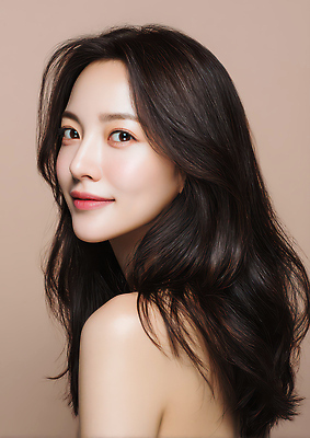 JPG 모델 편집이미지 긴머리 헤어스타일 여자 얼굴 포즈 갈색머리 미소 뷰티 머리카락 헤어관리 의료성형뷰티 편집실사 AI인물포토 AI콘텐츠 표정 사람 신체부위 머리 CG 파일형식 AI포토