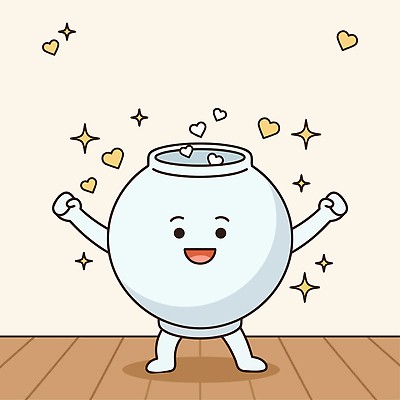 캐릭터 일러스트 웃음 반짝임 귀여움 하트 항아리 오브젝트 팔 국내일러스트 AI파일 모양 컨셉 모션 표정 신체부위 도자기 파일형식 벡터