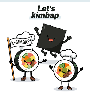 캐릭터 음식 일러스트 재료 한국 요리사 깃발 해초 김밥 김밥캐릭터 국내일러스트 AI파일 직업 아시아 해조류 파일형식 벡터 나라 해양식물 수중식물 식물