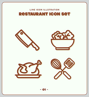 선 음식 일러스트 재료 육류 요리 레스토랑 닭고기 샐러드 도구 칼 오브젝트 거품기 뒤집개 엘리먼트 국내일러스트 AI파일 식재료 주방용품 식당 파일형식 벡터