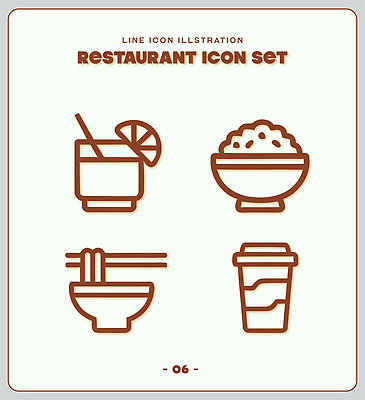 커피 음료 선 음식 일러스트 밥 세트 레스토랑 오브젝트 국수 엘리먼트 국내일러스트 AI파일 식당 면류 파일형식 벡터