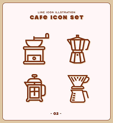 커피 선 일러스트 세트 카페 오브젝트 그라인더 드리퍼 엘리먼트 프렌치프레스 핸드드립 모카포트 국내일러스트 AI파일 음료 주전자 상점 커피용품 파일형식 벡터 주방용품 생활용품