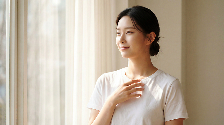 JPG 편집이미지 여자 생각 라이프 햇빛 고요 기쁨 방 자유 편안함 창가 의료성형뷰티 편집실사 AI인물포토 AI콘텐츠 감정 컨셉 창문 사람 생활 빛 감각 CG 파일형식 AI포토