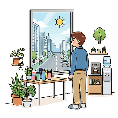 식물 남자 커피 일러스트 창문 자동차 탁자 아침 풍경 건물 일상 사무실 태양 자전거 도심 오후 차량2부제 국내일러스트 AI파일 주간 자연요소 건축물 음료 육상교통 가구 비즈니스 사람 라이프 바이크 도시 사회이슈 파일형식 벡터