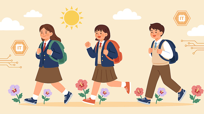 학생 여학생 교육 꽃 교복 남학생 캠페인 운동화 꽃밭 일러스트 배낭 청소년 대화 풍경 친구 학습 태양 걷기 봄 즐거움 하교 호국보훈의달 국내일러스트 AI파일 자연요소 식물 옷 계절 여자 남자 감정 신발 가방 관계 모션 말하기 사람 6월 등하교 파일형식 벡터
