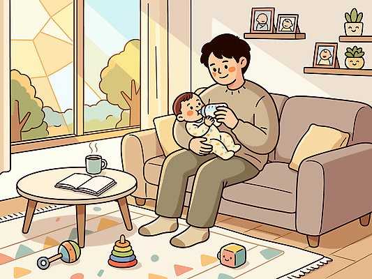 나무 남자 꽃 행복 거실 일러스트 창문 가족 놀이 탁자 아침 대화 책 컵 소파 장난감 육아 우유 아기 아빠 모빌 육아일기 육아대디 국내일러스트 AI파일 주간 식물 식기 감정 가구 의자 관계 유제품 말하기 사람 아기용품 파일형식 벡터