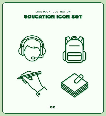 학생 손 교육 종이 선 가방 라인일러스트 일러스트 수업 커뮤니케이션 학습 연필 헤드셋 자료 문서 클립 국내일러스트 AI파일 잡화 음향기기 학용품 신체부위 필기구 헤드폰 파일형식 벡터