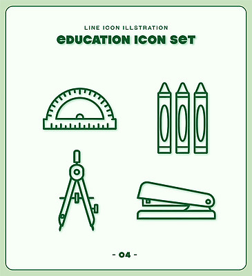 교육 선 라인일러스트 일러스트 학습 세트 도구 스테이플러 크레파스 심플 컴파스 각도기 국내일러스트 AI파일 문구용품 학용품 사무용품 파일형식 벡터