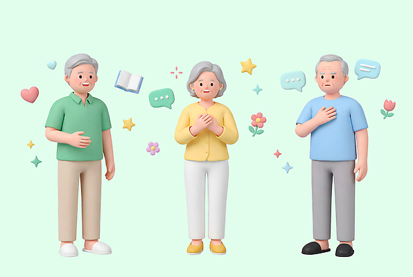 여자 노년 남자 감정 컨셉 관계 표정 말하기 사람 성인 3D 파일형식 캐릭터 대화 웃음 슬픔 소통 상호작용 이야기 친구 사랑 편집이미지 편집3D PSD 할머니 할아버지 실버