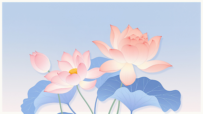 PSD 꽃 화초 하늘색 잎 일러스트 자연 하늘 생명 연꽃 여름 봄 연못 변화 뷰티풀 색채 국내일러스트 식물 계절 컨셉 파란색 생태계 파일형식 컬러