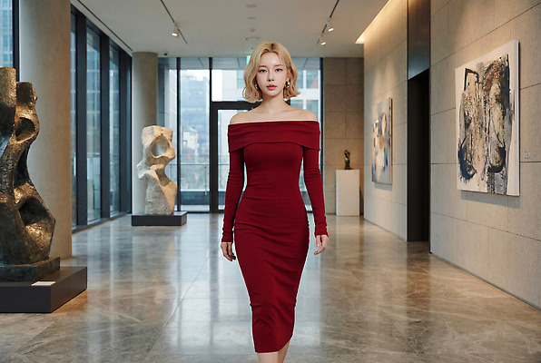 JPG 편집이미지 여자 예술 조각 걷기 전시 미술관 작품 의료성형뷰티 스타일 편집실사 AI인물포토 AI콘텐츠 모션 미술 사람 CG 파일형식 AI포토