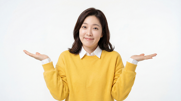 JPG 편집이미지 여자 실내 미소 노란색 촬영 스웨터 의문 의료성형뷰티 편집실사 AI인물포토 AI콘텐츠 컬러 컨셉 상의 표정 사람 내부 CG 파일형식 AI포토