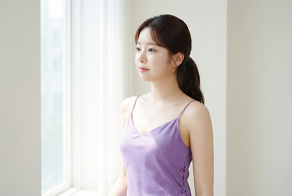 JPG 편집이미지 여자 생각 야외 일상 빛 고요 감상 집중 창가 피부관리 스킨케어 의료성형뷰티 편집실사 AI인물포토 AI콘텐츠 컨셉 창문 사람 라이프 뷰티 CG 파일형식 AI포토