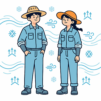 직업 잡화 옷 계절 산업 모션 사람 파일형식 벡터 농부 작업복 남자 여자 모자 농업 서기 작업 스타일 일러스트 국내일러스트 AI파일 여름 자외선