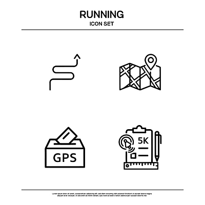 스포츠 지도 라인일러스트 일러스트 표시 세트 달리기 운동 정보 기록 GPS 경로 러닝 엘리먼트 국내일러스트 AI파일 모션 건강 파일형식 벡터