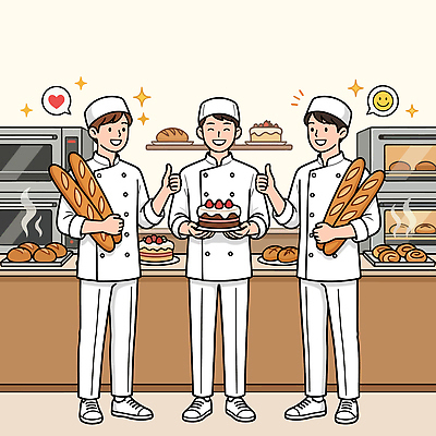 남자 빵 일러스트 웃음 제과제빵 케이크 상점 빵집 다양 달콤 바게트 반죽 제빵 따봉 제빵사 국내일러스트 AI파일 직업 음식 다수 디저트 표정 사람 최고 맛 파일형식 벡터