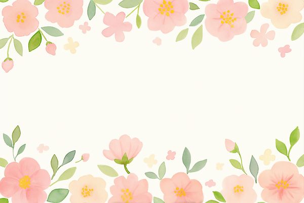 JPG 식물 디자인 꽃 예술 분홍색 백그라운드 잎 일러스트 자연 수채화 부드러움 꽃프레임 뷰티풀 국내일러스트 AI일러스트 AI콘텐츠 컬러 프레임 감각 생태계 파일형식