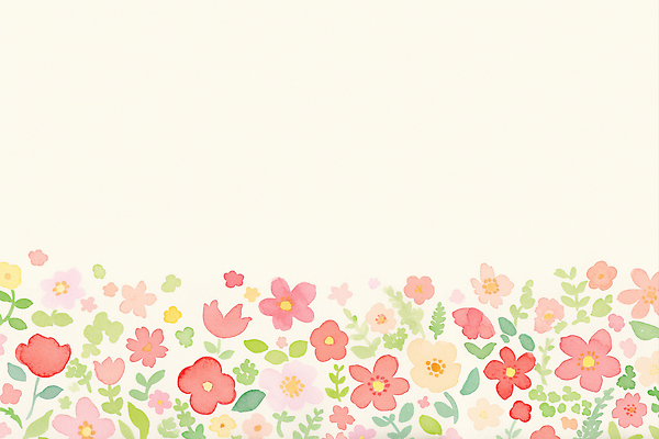 JPG 디자인 꽃 백그라운드 잎 꽃밭 일러스트 자연 생명 수채화 미술 봄 그림 뷰티풀 국내일러스트 AI일러스트 AI콘텐츠 식물 계절 문화예술 생태계 파일형식