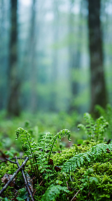JPG 나무 식물 편집이미지 자연 아침 이끼 물 습기 물방울 봄비 숲 고사리 편집실사 AI포토 AI콘텐츠 주간 자연요소 채소 봄 비 CG 생태계 파일형식