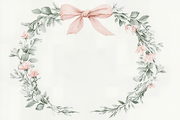 JPG 꽃잎 꽃 리본 일러스트 수채화 초록색 화환 원형 풀 꽃프레임 국내일러스트 AI일러스트 AI콘텐츠 도형 식물 컬러 프레임 파일형식