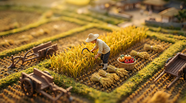 JPG 편집이미지 밭 농업 채소 곡류 풍경 농작물 바구니 농사 미니어처 수확 벼 농촌 시골 작업 농부 편집실사 AI컴퓨터그래픽 AI콘텐츠 직업 산업 모형 CG 파일형식