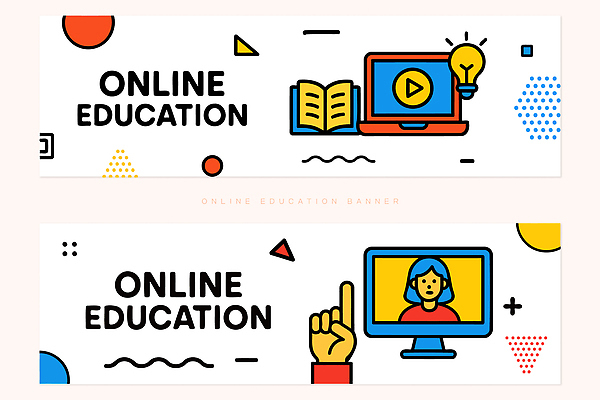 템플릿 배너 배너템플릿 교육 가로배너 사람 책 학습 컴퓨터 현수막 영상 온라인강의 배너세트 AI파일 가로 전자제품 세트 강의 파일형식 벡터 언택트