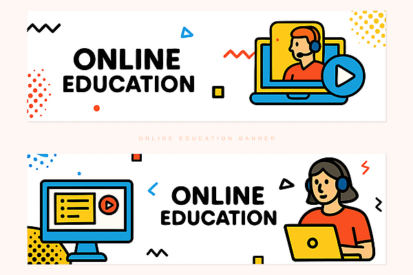 템플릿 학생 배너 배너템플릿 교육 가로배너 사람 학습 컴퓨터 교사 현수막 비디오 온라인강의 배너세트 AI파일 직업 가로 전자제품 세트 강의 파일형식 벡터 언택트