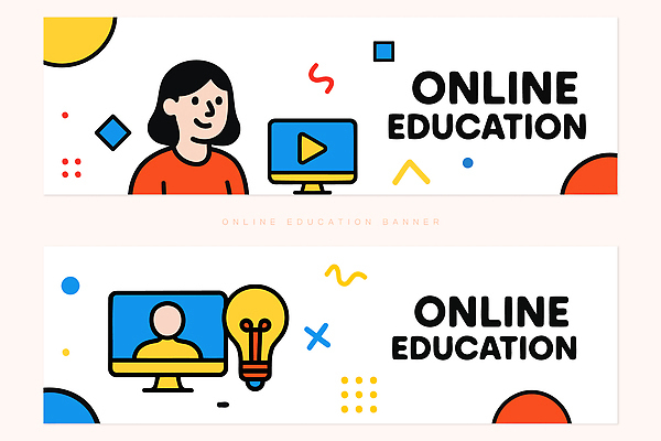 템플릿 학생 배너 배너템플릿 교육 가로배너 전구 사람 학습 컴퓨터 현수막 온라인강의 배너세트 AI파일 가로 전자제품 세트 강의 파일형식 벡터 언택트