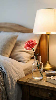 JPG 편집이미지 탁자 조명 실내 인테리어 꽃병 공간 침대 어버이날 스승의날 카네이션 편집실사 AI포토 AI콘텐츠 디자인 기념일 꽃 가구 내부 CG 파일형식