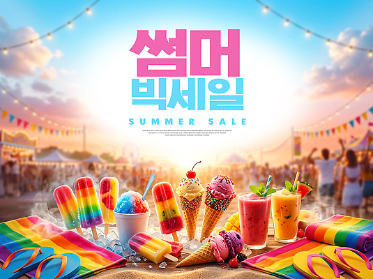 PSD 편집이미지 음료 아이스크림 디저트 이벤트 여름 세일 축제 즐거움 이미지편집 계절 감정 음식 파일형식
