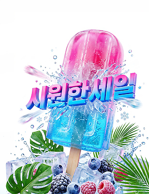 PSD 편집이미지 과일 타이포그라피 물 여름 세일 얼음 맛 시원함 열대식물 아이스바 이미지편집 자연요소 식물 문자 계절 컨셉 파일형식