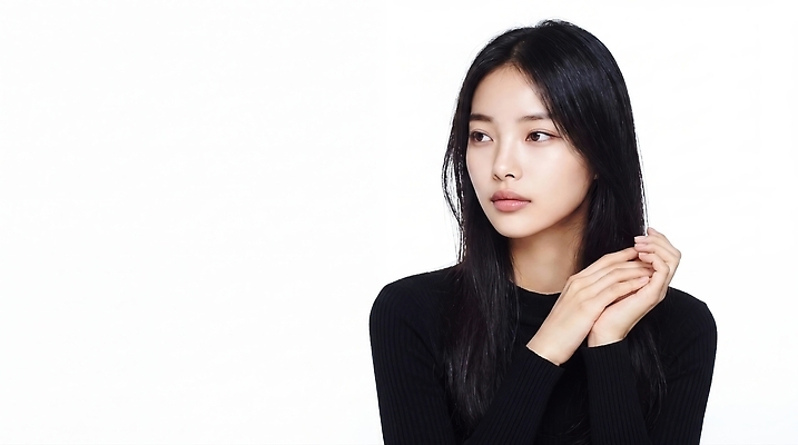 JPG 모델 편집이미지 손 응시 옷 여자 포즈 사람 상반신 검은색 의료성형뷰티 편집실사 AI인물포토 AI콘텐츠 시선 컬러 신체부위 CG 파일형식 AI포토
