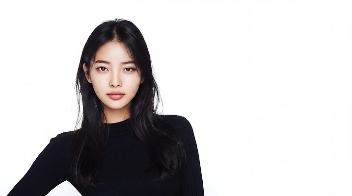 JPG 편집이미지 긴머리 응시 여자 포즈 표정 상반신 머리 흰배경 의료성형뷰티 편집실사 AI인물포토 AI콘텐츠 헤어스타일 시선 백그라운드 사람 신체부위 흰색 CG 파일형식 AI포토