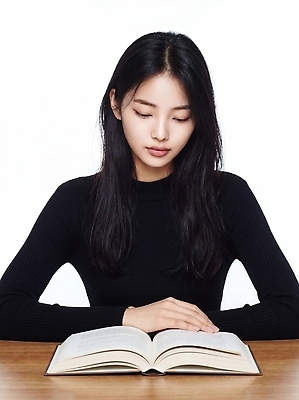JPG 편집이미지 손 옷 여자 탁자 사람 상반신 책 학습 검은색 교양 집중 읽기 의료성형뷰티 편집실사 AI인물포토 AI콘텐츠 교육 컬러 가구 컨셉 모션 신체부위 CG 파일형식 AI포토
