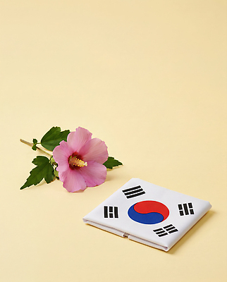 JPG 편집이미지 한국문화 꽃 상징 잎 한국 국기 태극기 무궁화 호국보훈의달 편집실사 AI포토 AI콘텐츠 식물 동양문화 아시아 6월 CG 파일형식 나라 문화 날짜