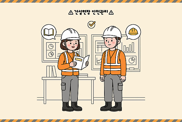 여자 교육 남자 건축 일러스트 관리 대화 안전 장비 건설현장 업무 작업 헬멧 산업안전 소통 작업자 국내일러스트 AI파일 산업 컨셉 건설업 말하기 사람 보호장비 파일형식 벡터 모션